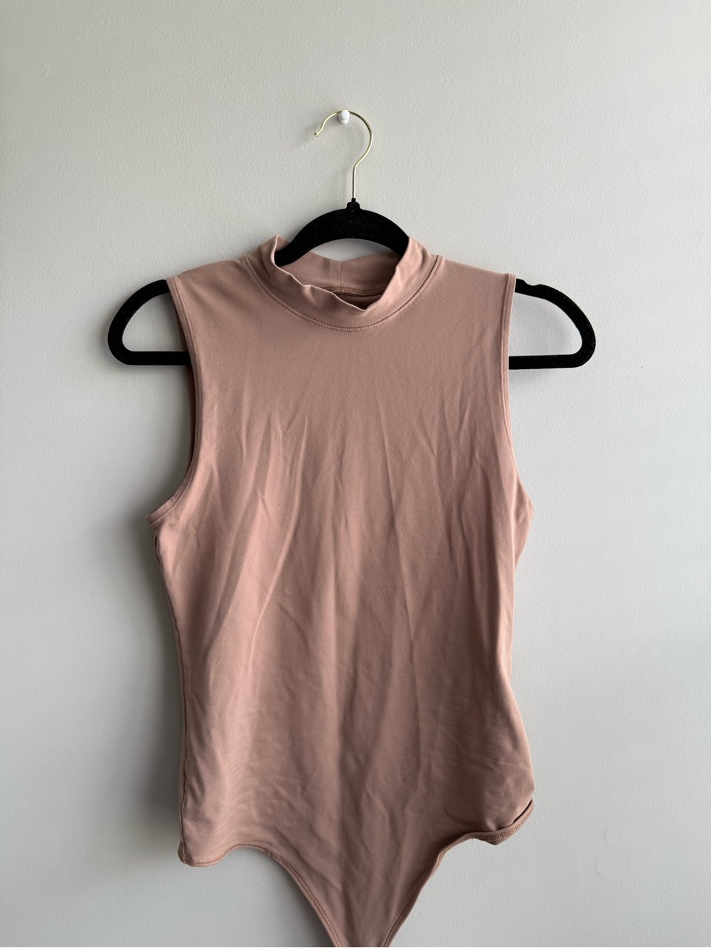 Abercrombie & Fitch Sleeveless Mock Neck Bodysuit - Tan